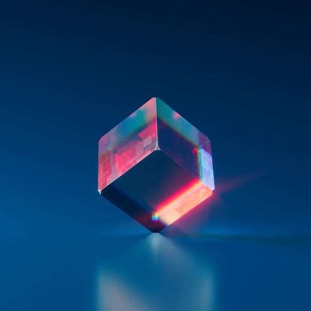 Image of a cube made out of a transparent material